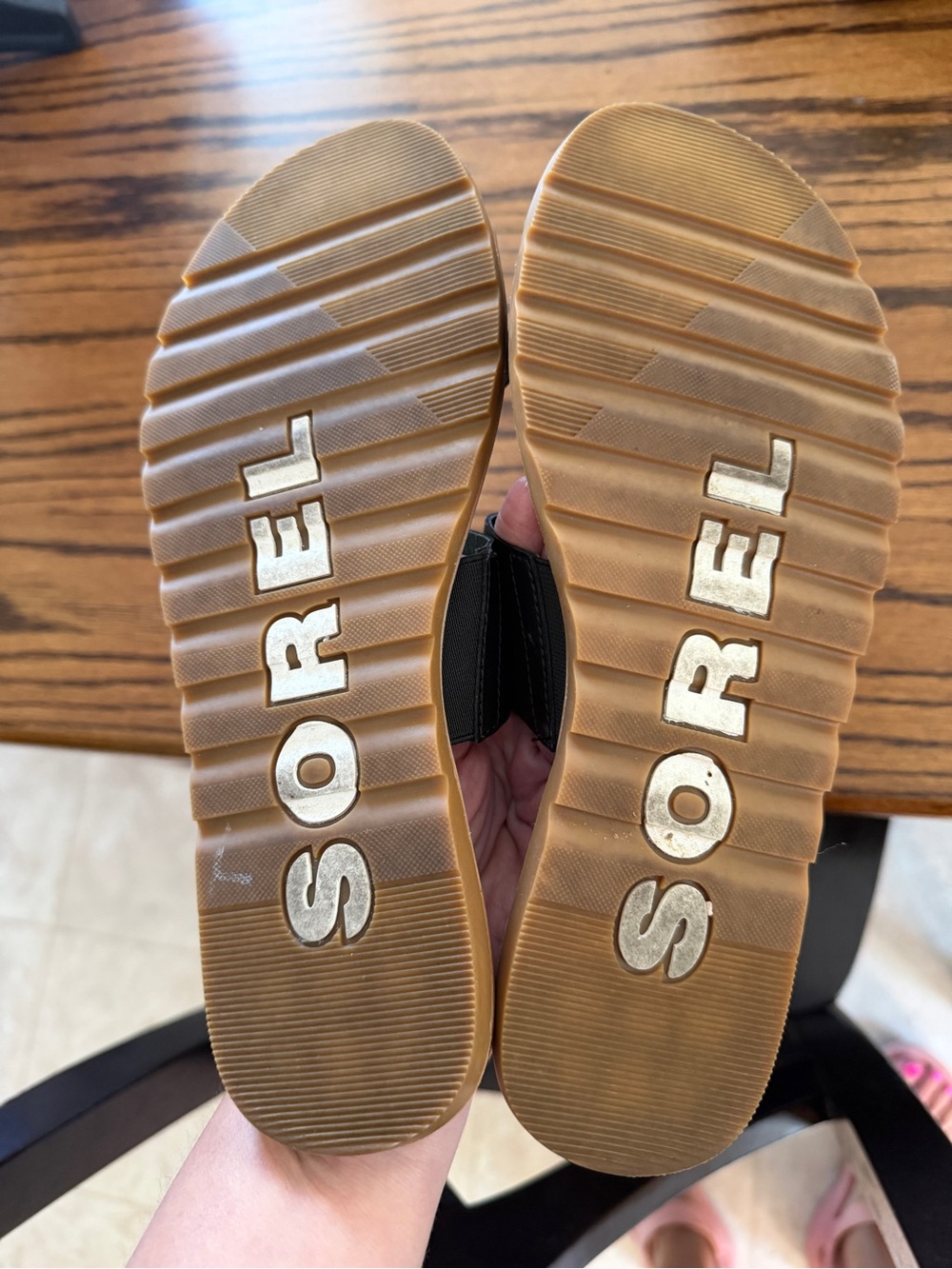 Sorel Black Slide Sandals with Double Strap - Picture 2 of 3